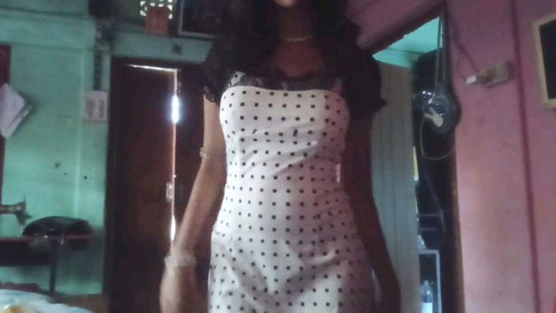 Polka Dot Black Lace Trim Dress