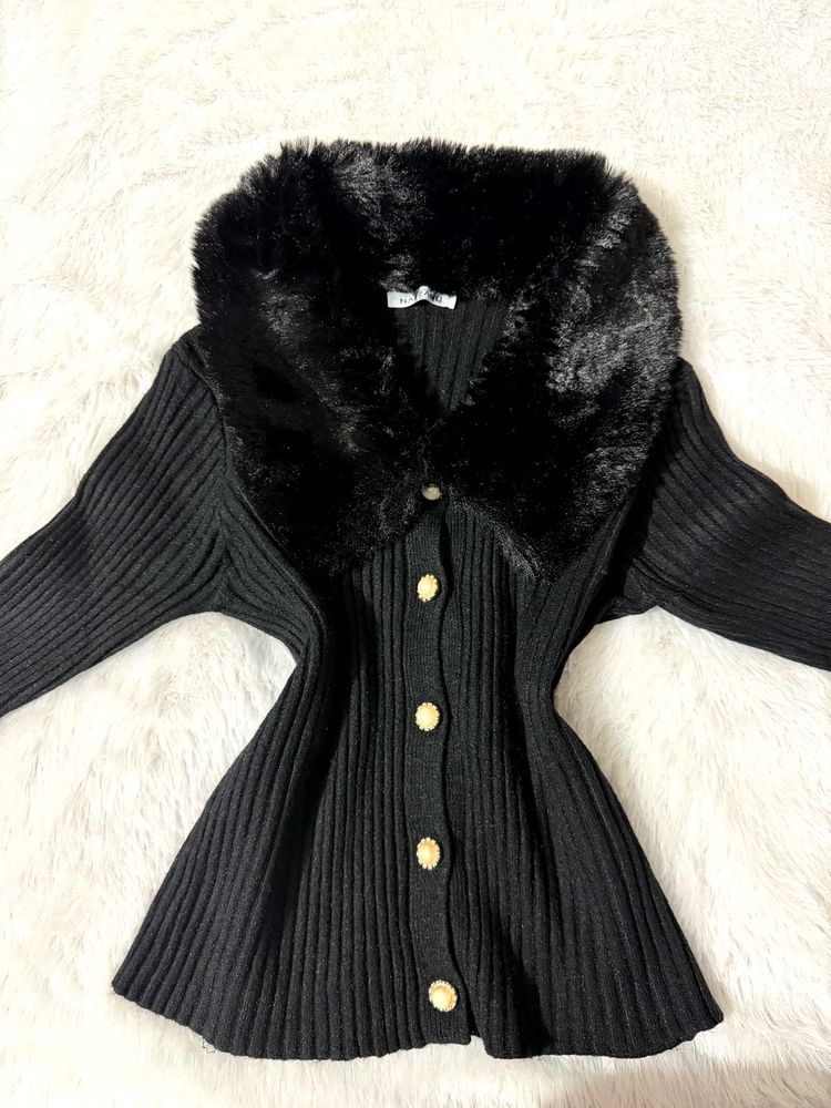 MOB WIFE 💄 BLACK FUR TOP ❤️‍🔥