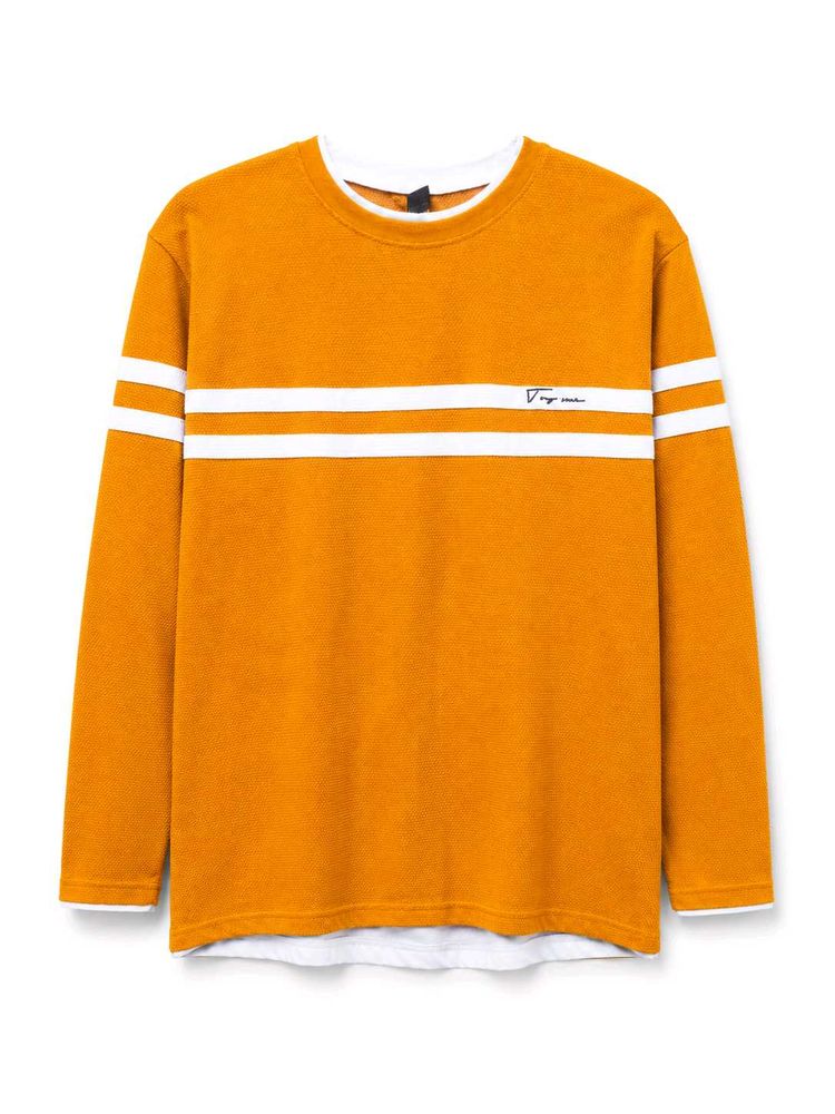 Orange Full Sleeves Tshirt with white stripes