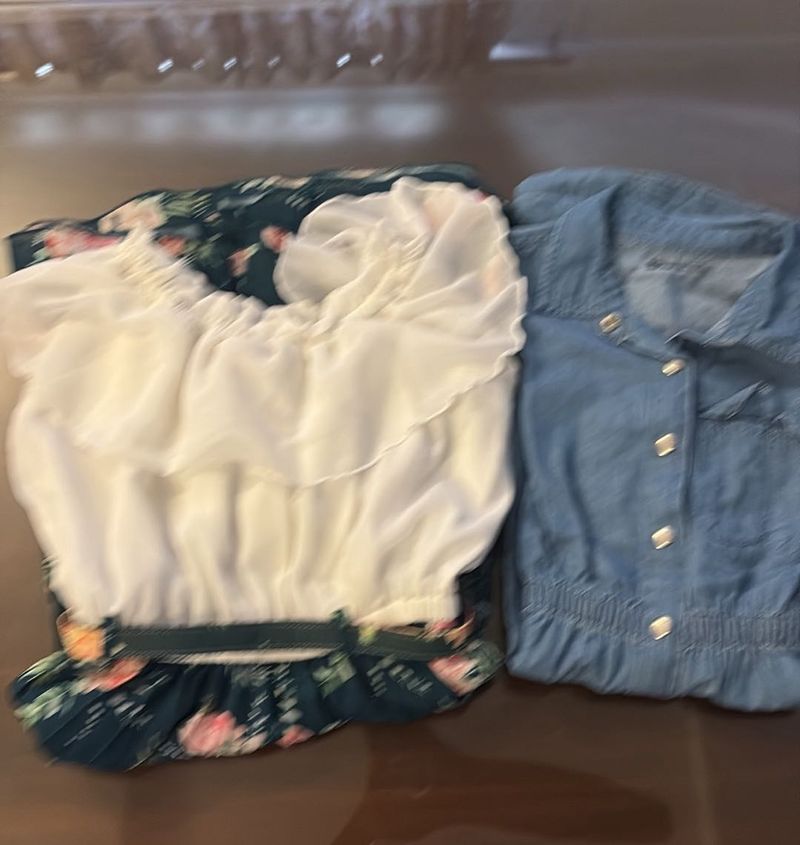 Cute Floral frock and Denim Shirt