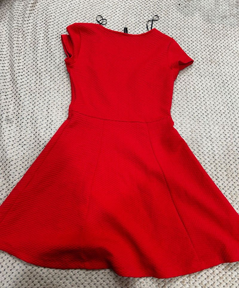 Chic Red Fit &amp; Flare Dress