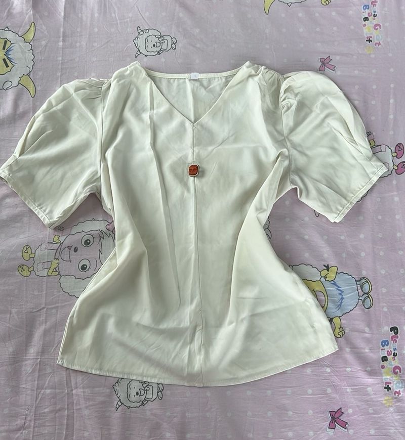 Elegant Cream Puff Sleeve Top