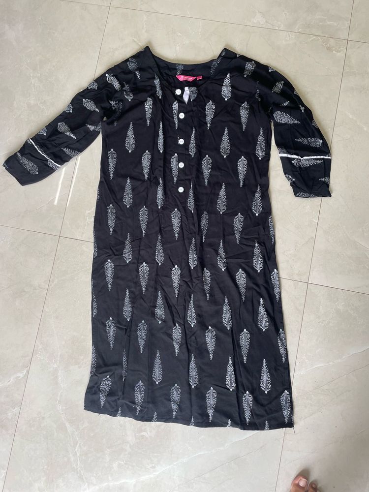 Stylish Black Printed Kurta