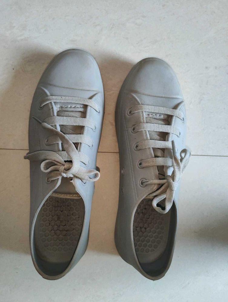 Light Gray Lace-Up Sneakers