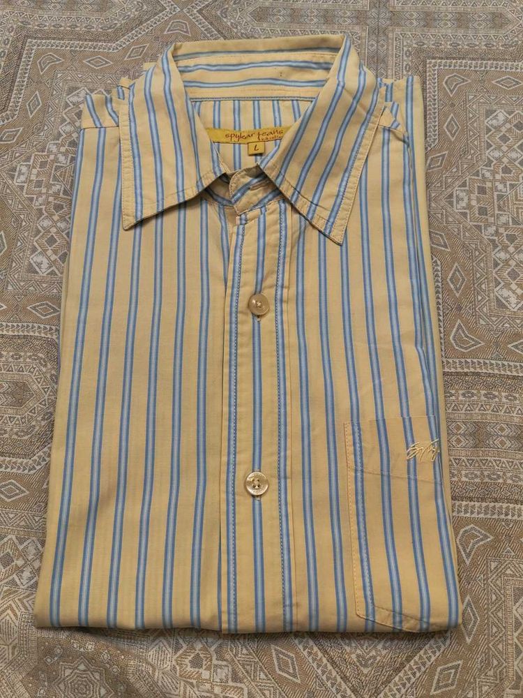 Spykar Striped Button-Up Shirt