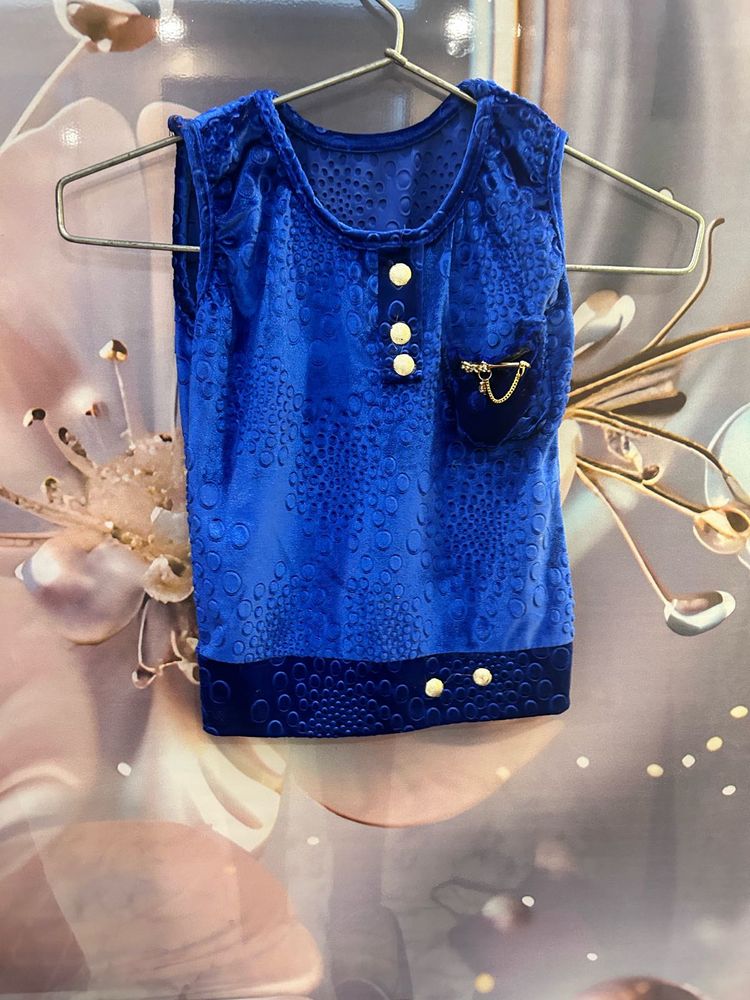 Royal Blue Textured Kurta Top