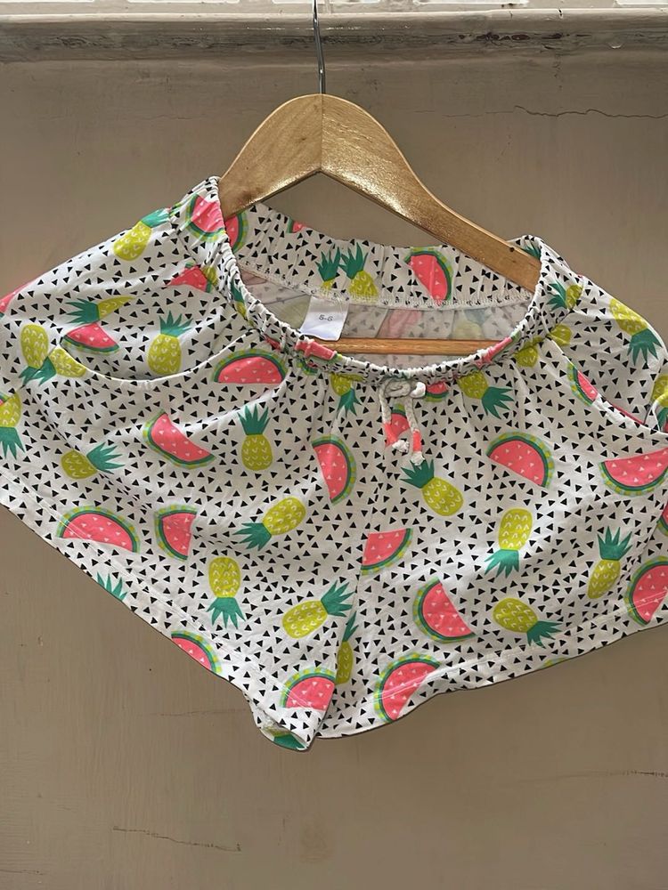 Cute Fruit Print Pajama Shorts