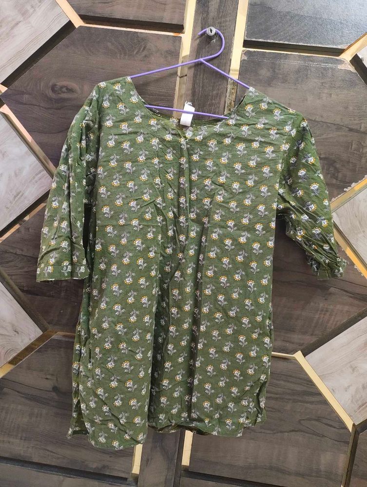 Green Floral Print Kurta
