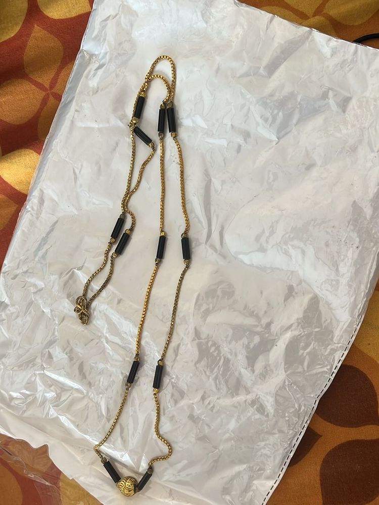 Gold &amp; Black Beaded Necklace