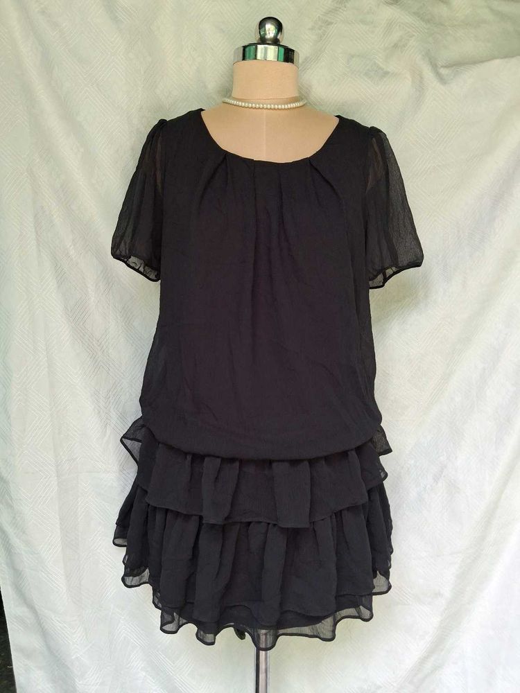 Chic Black Ruffled Mini Dress