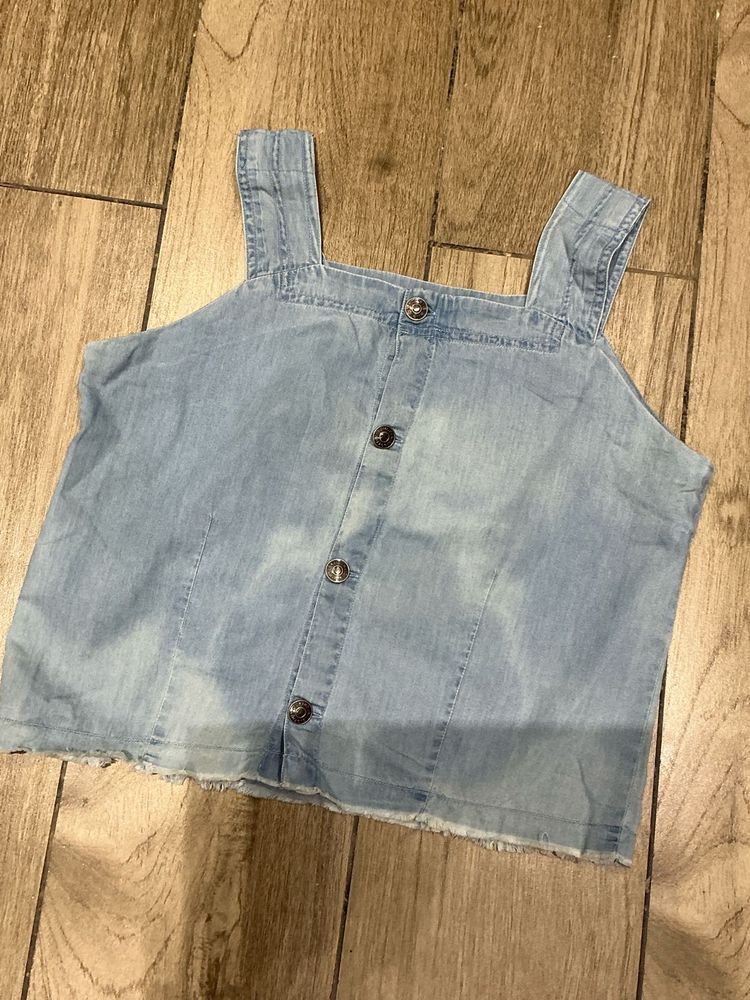 Denim Button-Up Crop Top