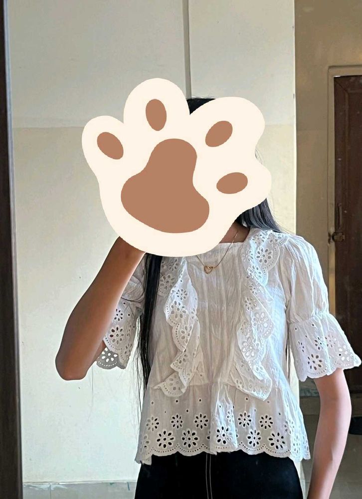 Embroidered White Tops