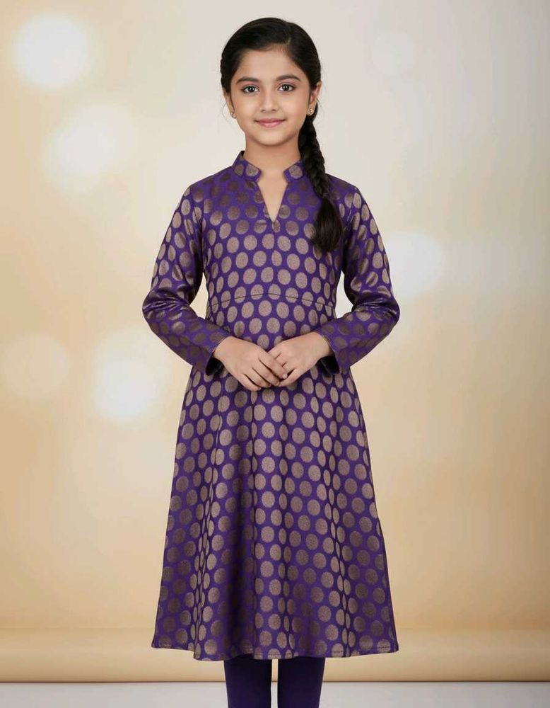 Elegant Purple Polka Dot AnarkaliFeatures.