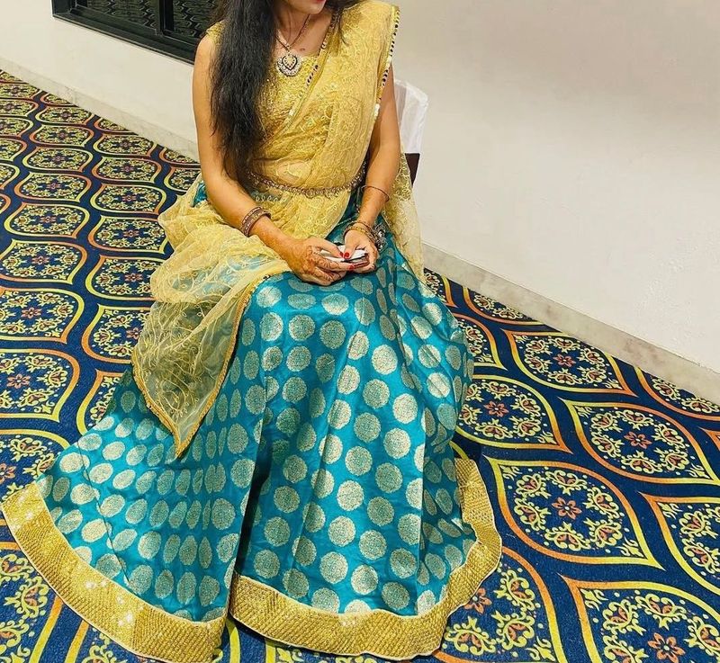 green lehenga custom made
