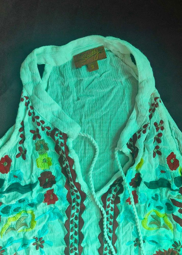 Embroidered Peasant Top