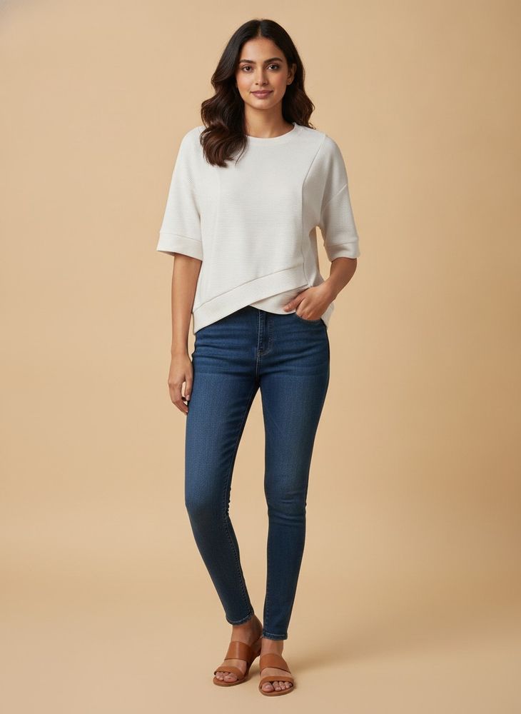 Chic Textured whitish non transy Top