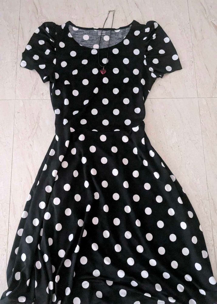 Black &amp; White Polka Dot Dress