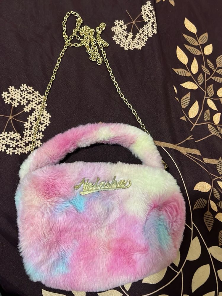 Cute Tie-Dye Faux Fur Handbag