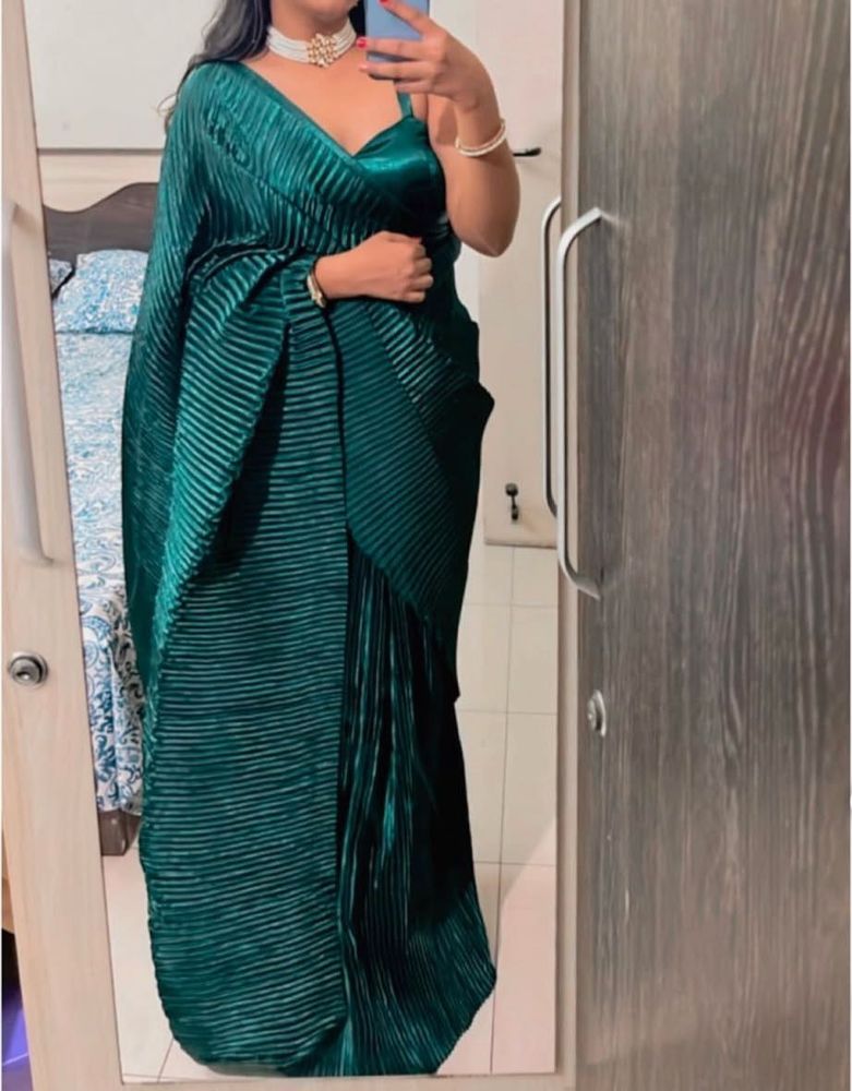 Pleated Satin saree