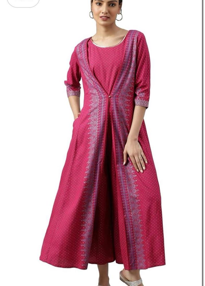 Elegant Pink Ethnic Maxi Dress