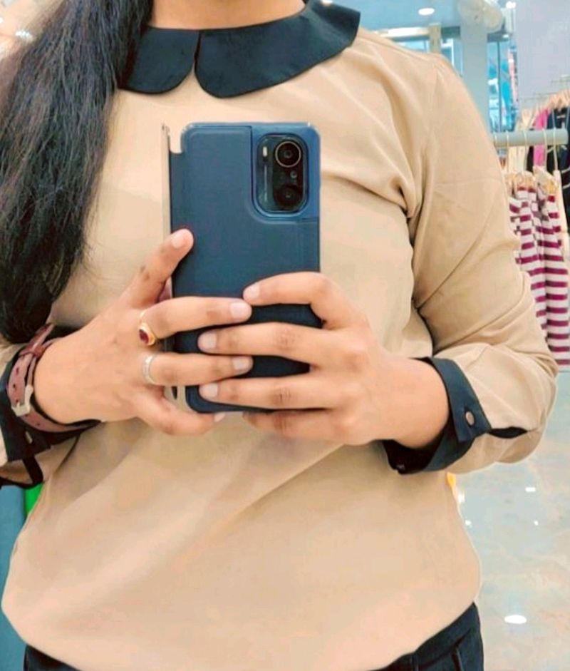 Sassafras Casual Full Sleeves Women Beige Top