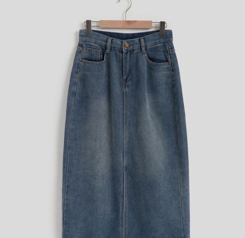 SAVANA Classic Blue Denim Straight Skirt