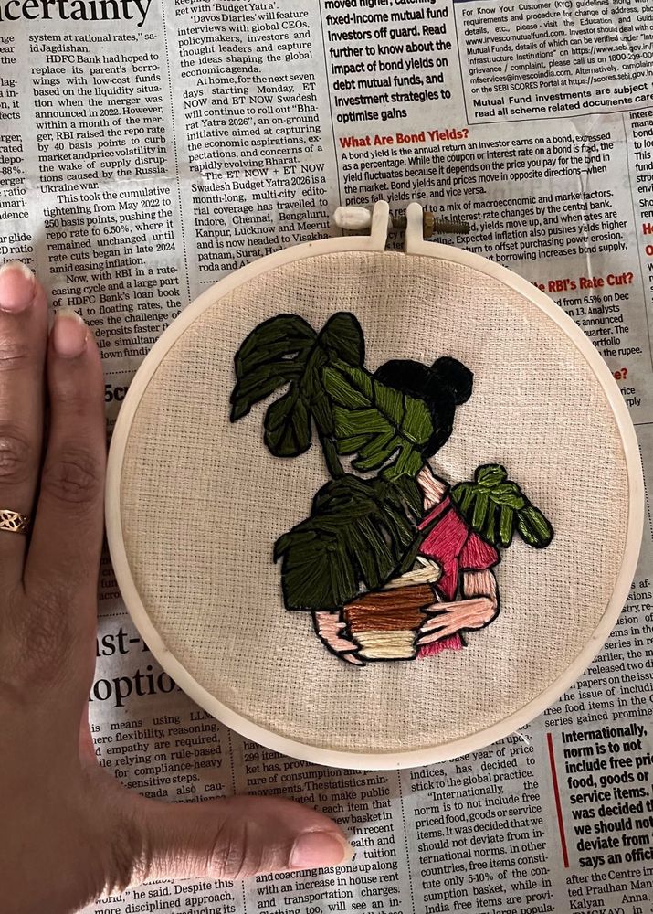 Plant Embroidery Hoop Art