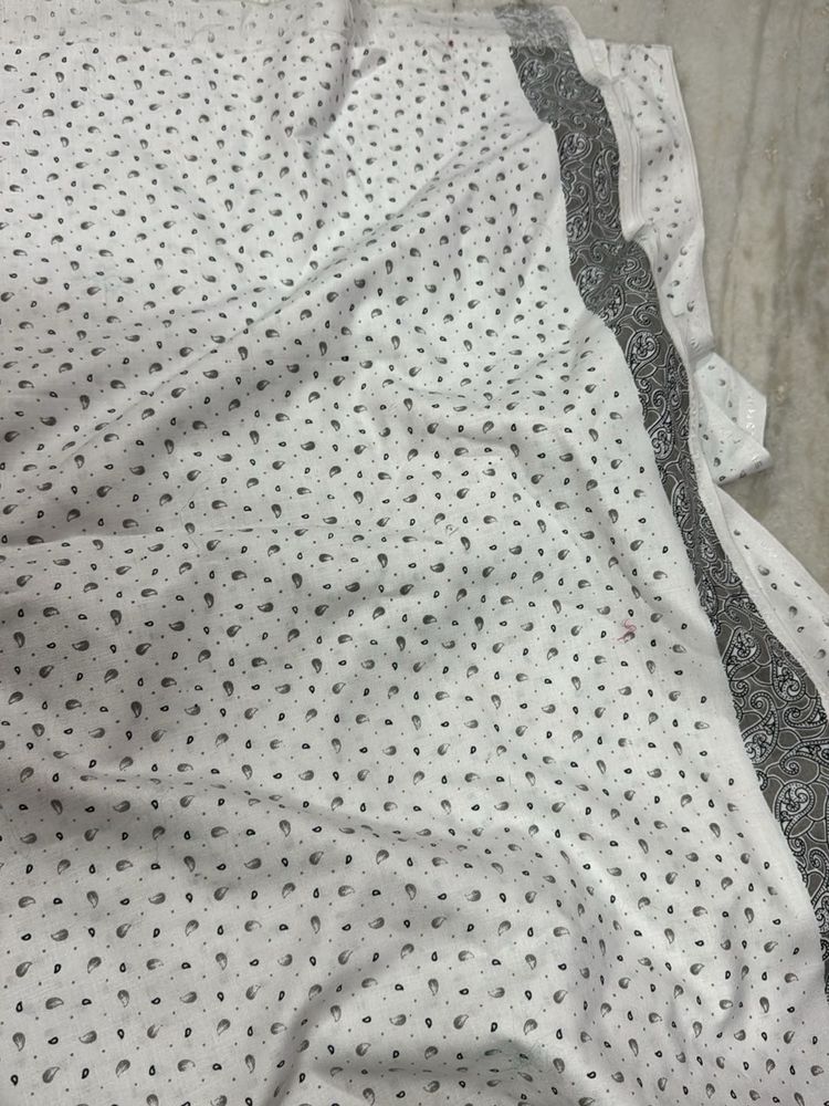 Elegant White material with Paisley Print