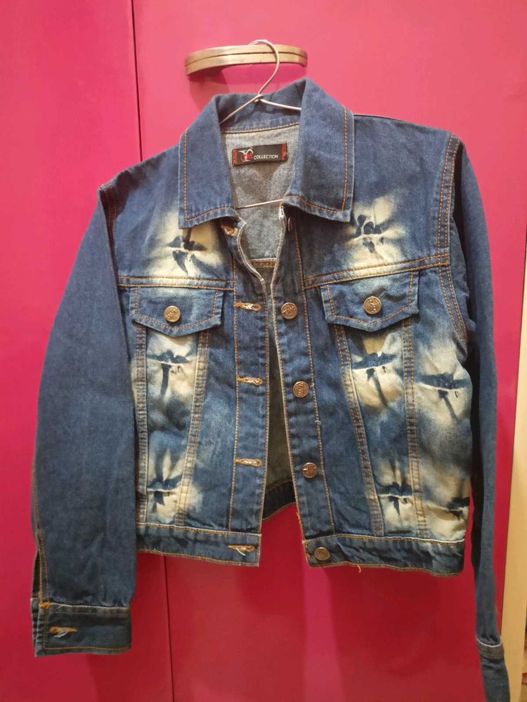 Stylish vintage Blue crop Denim Jacket