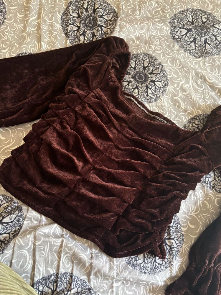 brown velvet top