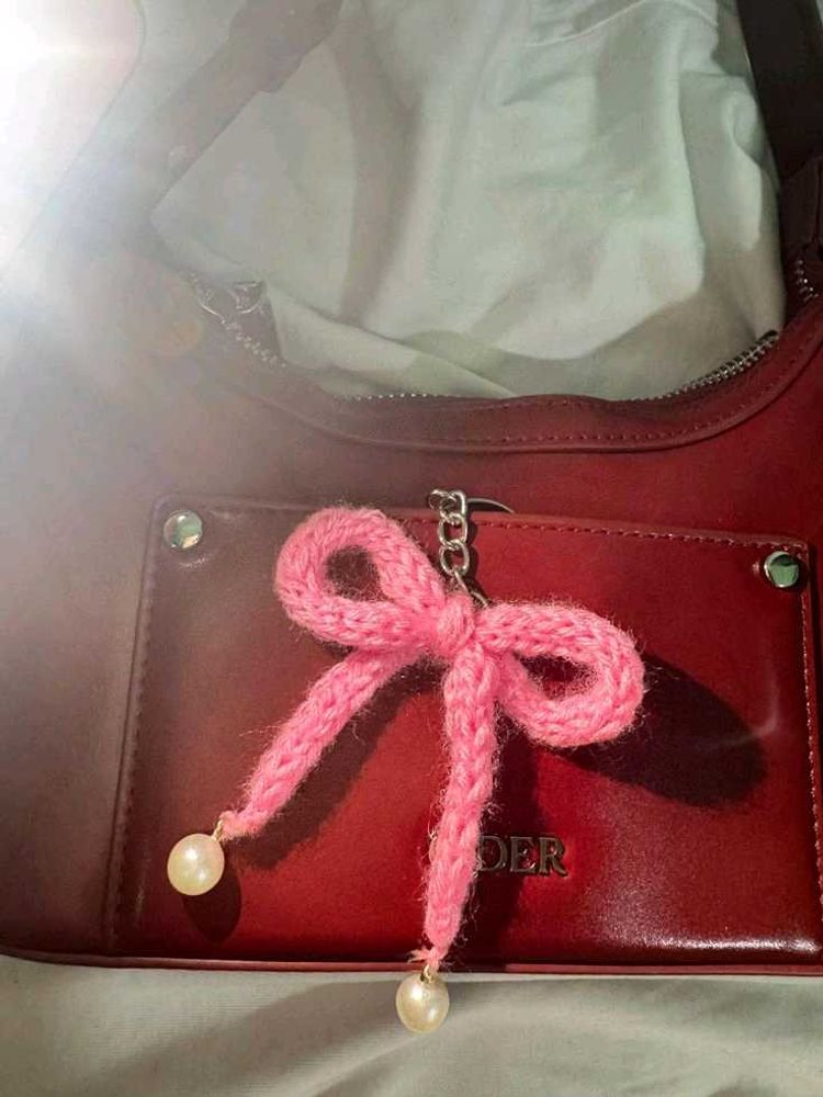 bow keychain crochet🧶