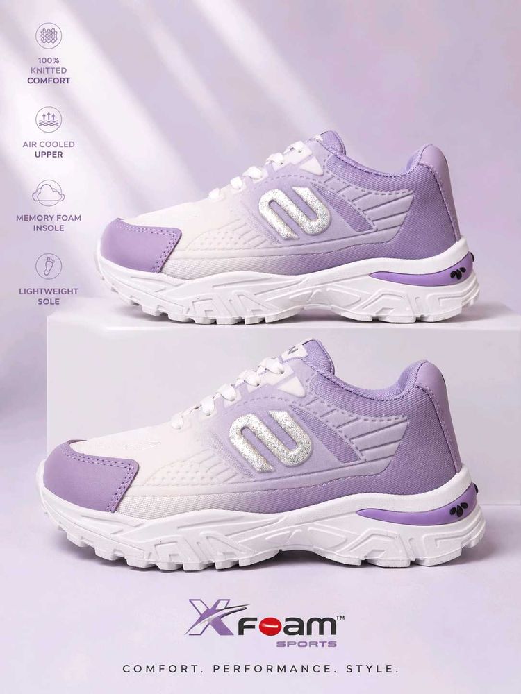 Stylish Women's Lavender &amp; White Sneakers