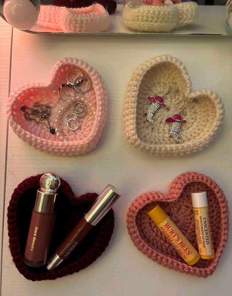 Crocheted Heart Trinket Dish