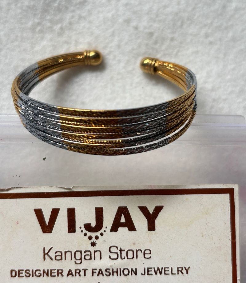 Elegant Two-Tone Cuff Bracelet