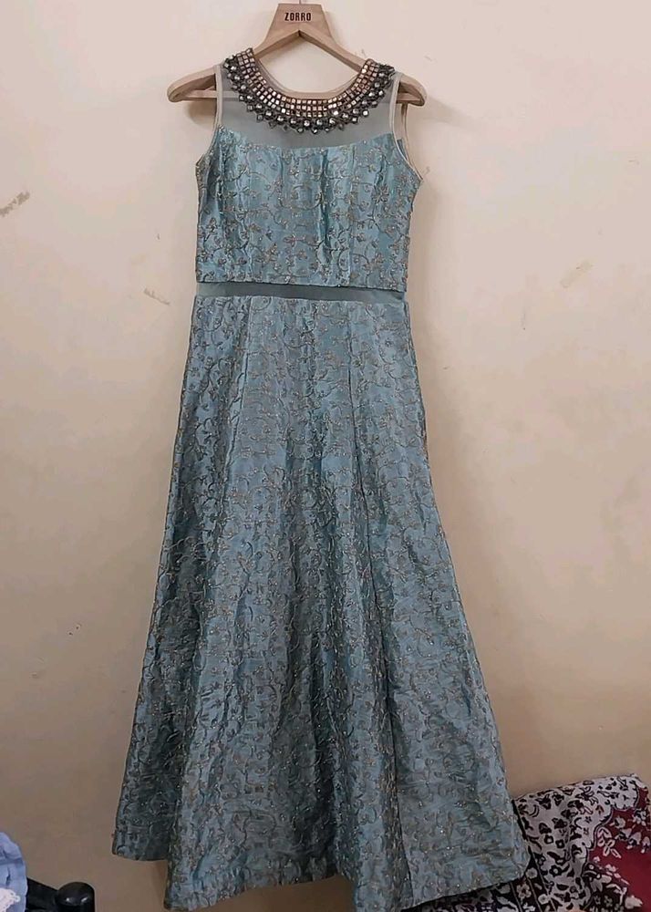 Stunning Blue Embellished Ethnic Gown