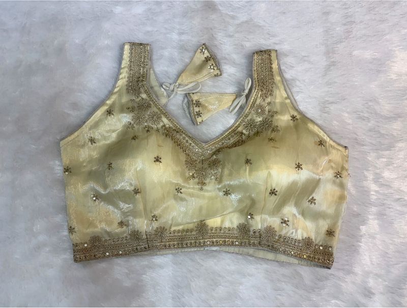 Embroidered Off-white organza Blouse