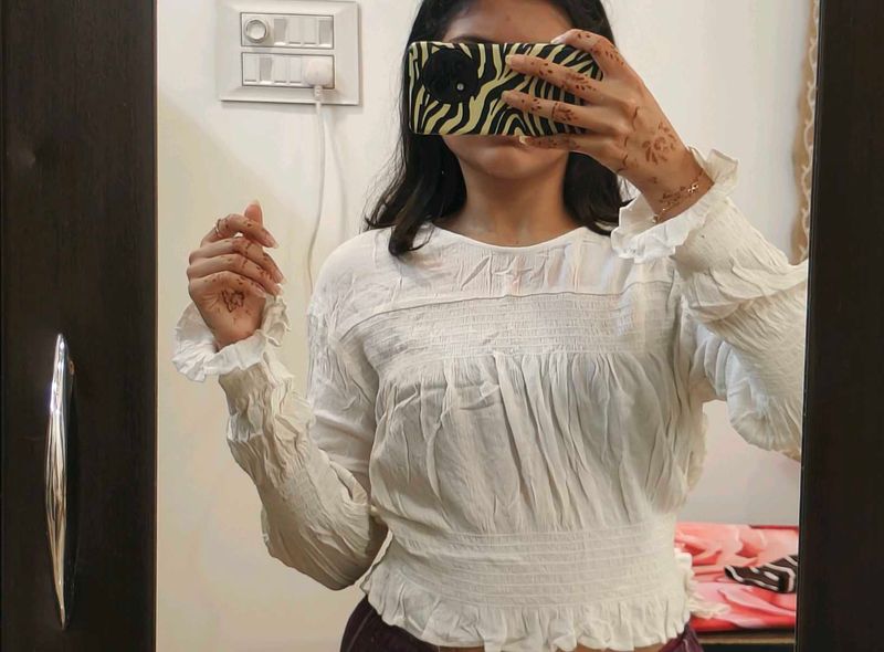 White Smocked Top