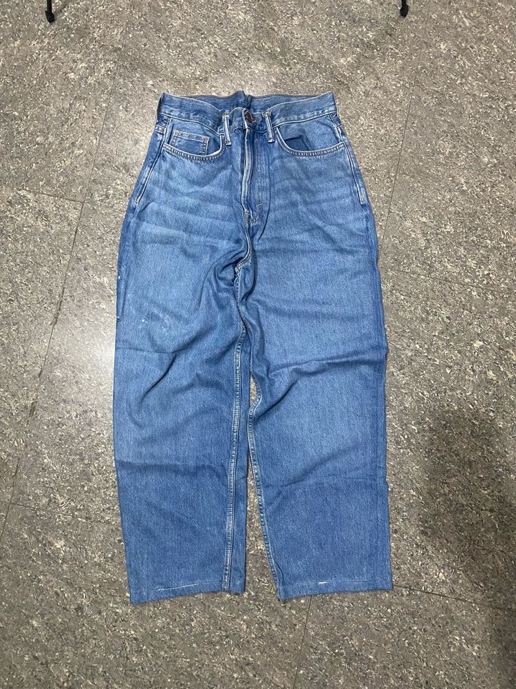 barrel fit whisker Blue Denim Jeans