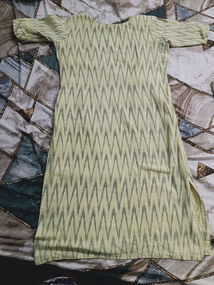 Stylish Yellow Ikat Print Kurta