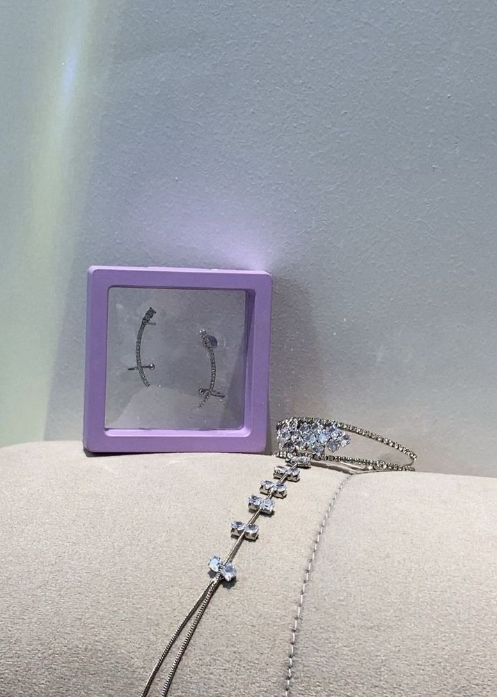 Sparkling CZ Bow Earrings &amp; Bracelet Set