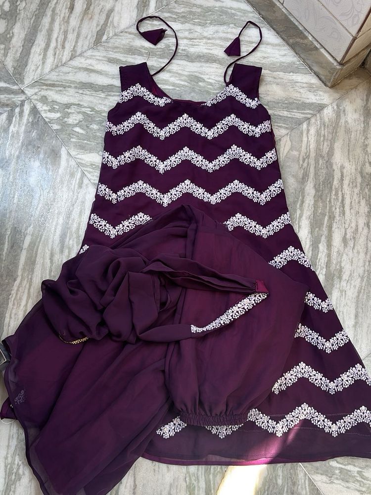 Elegant Purple Embroidered Kurta Set
