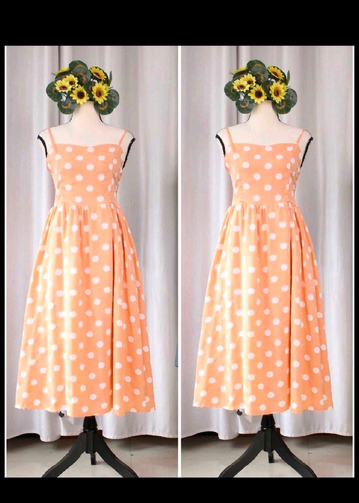 Retro Polka Dot Midi Dress