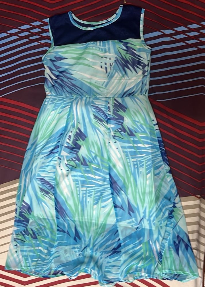 Tropical Print Sleeveless Dress