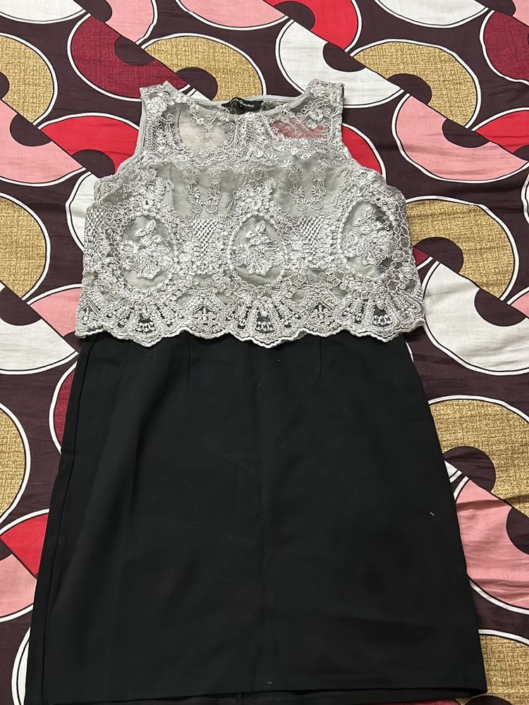 Silver And Black Mini Dress