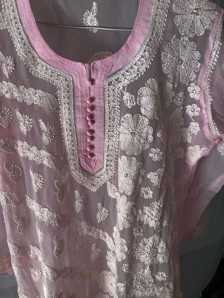 Beautiful Pink Chikankari Kurta
