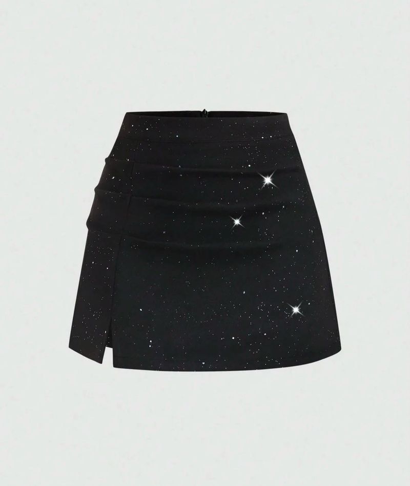 Glitter Asymmetrical Mini Skirt✨🪩