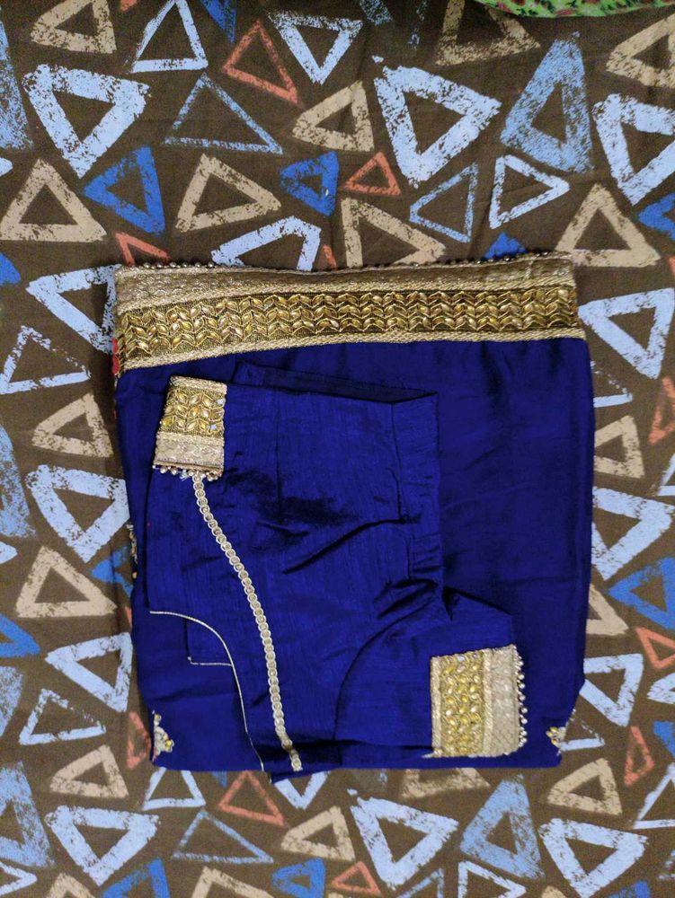Royal Blue Silk Saree with Blouse