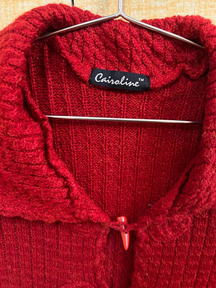 Red Knit Cardigan