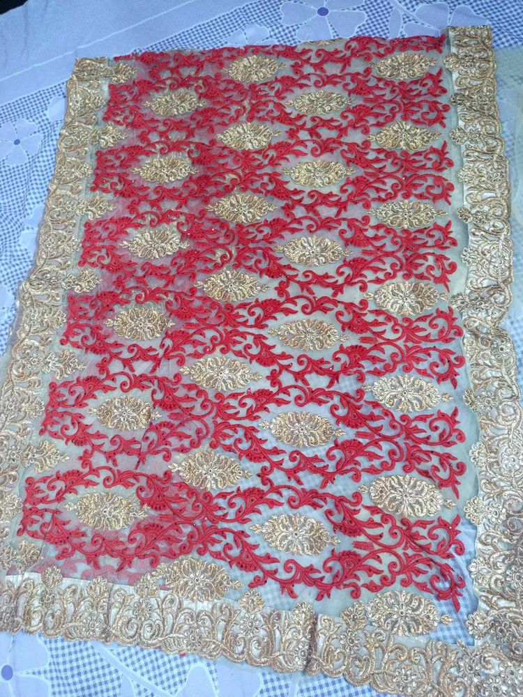 Red &amp; Gold Embroidered Saree