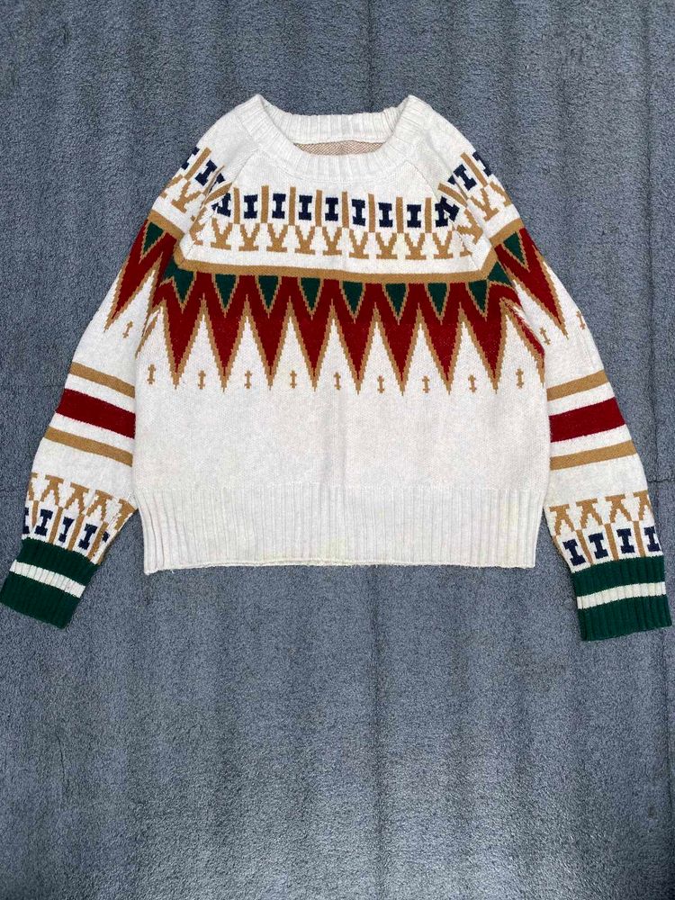 Patterned Knit Pullover Sweater